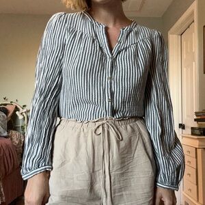 Striped Button-Up Blouse